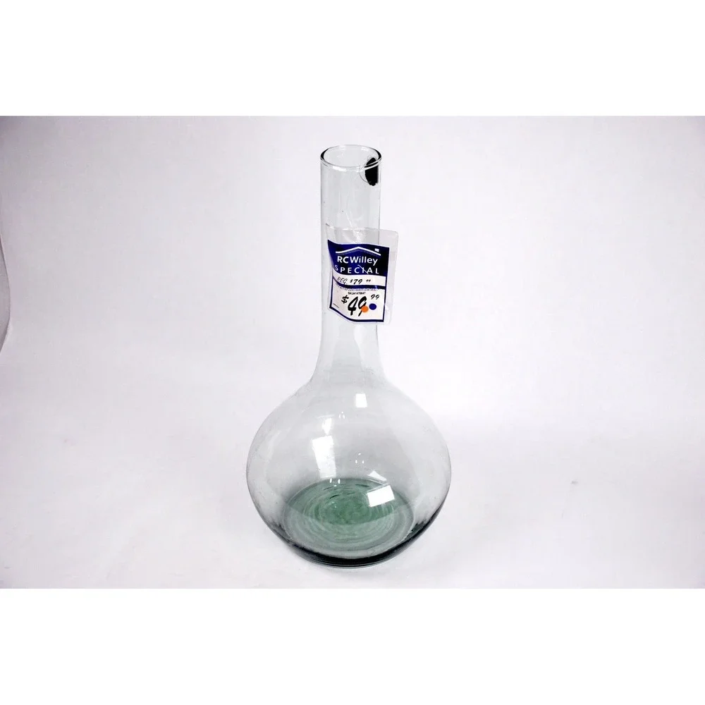 Alpine Container Large Clear Glass Bottle Vase Long Neck Bulbous Base 1470647
